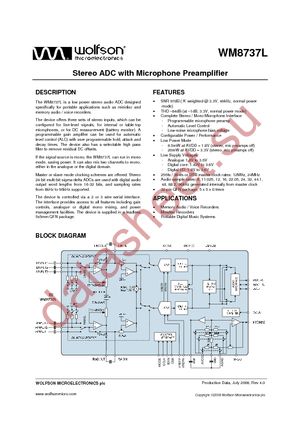 WM8737LGEFL datasheet  